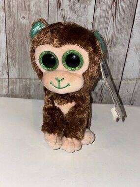 Lil Dreamers Brown Coco Monkey Plush Toy Glittery Green Eyes 6" Stuffed Animal